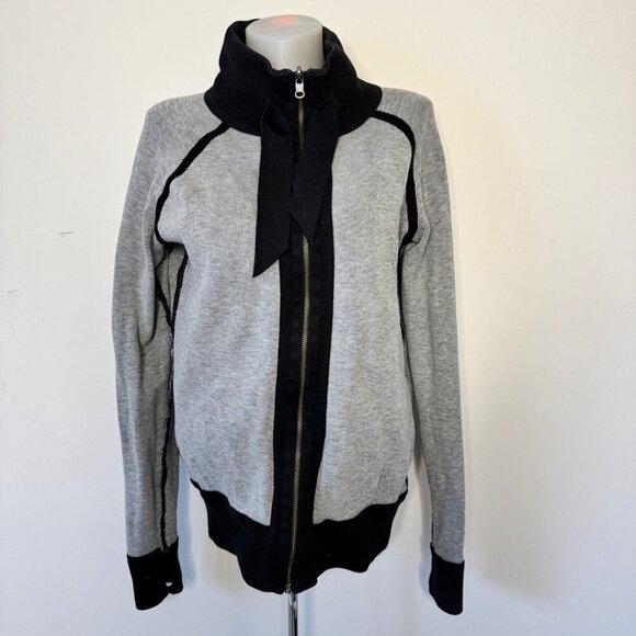 Lululemon Post Savasana Jacket Black Heathered Medium Gray Reversible Coat Sz 6 - Picture 5 of 13